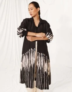 Blot Black & White Silk Long Shirt