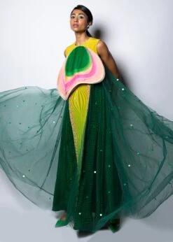 Rainforest Green Embellished Long Dress