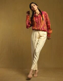 Purple Ikat Print Shirt With Inner