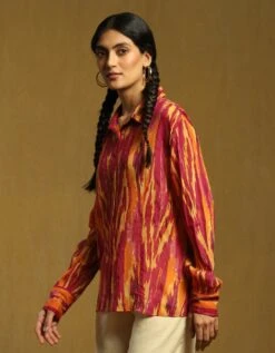 Purple Ikat Print Shirt With Inner -Incasee Ceantral shrvcc01n31265822purple3