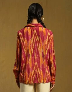 Purple Ikat Print Shirt With Inner -Incasee Ceantral shrvcc01n31265822purpleb