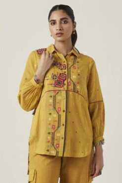 Yellow Gulzaar High Low Shirt