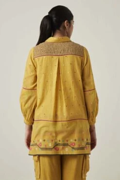 Yellow Gulzaar High Low Shirt -Incasee Ceantral ss2305db