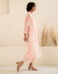 Pink Organza Petal Printed Jacket And Printed Jumpsuit -Incasee Ceantral ss23jj22