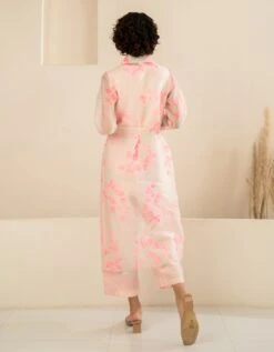 Pink Organza Petal Printed Jacket And Printed Jumpsuit -Incasee Ceantral ss23jj2b