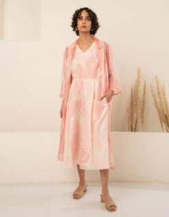 Pink Organza Printed Jacket And Printed Jumpsuit -Incasee Ceantral ss23jj63