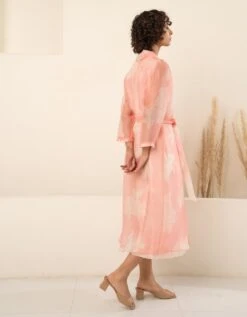 Pink Organza Printed Jacket And Printed Jumpsuit -Incasee Ceantral ss23jj65