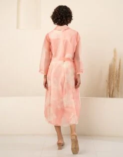 Pink Organza Printed Jacket And Printed Jumpsuit -Incasee Ceantral ss23jj6b