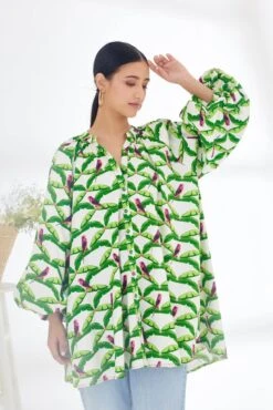 Off-White Parakeet Print Shirt Dress 9 Off-White Parakeet Print Shirt Dress -Incasee Ceantral ss23nk842