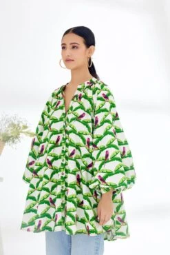 Off-White Parakeet Print Shirt Dress 10 Off-White Parakeet Print Shirt Dress -Incasee Ceantral ss23nk843