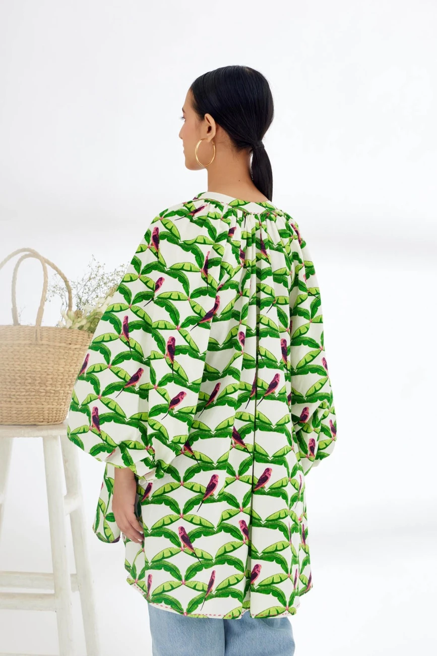 Off-White Parakeet Print Shirt Dress 6 Off-White Parakeet Print Shirt Dress - Image 4