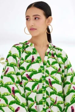 Off-White Parakeet Print Shirt Dress 12 Off-White Parakeet Print Shirt Dress -Incasee Ceantral ss23nk845