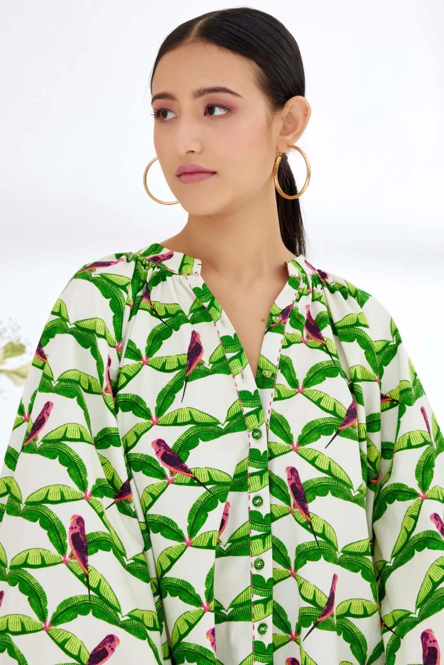 Off-White Parakeet Print Shirt Dress 7 Off-White Parakeet Print Shirt Dress - Image 5