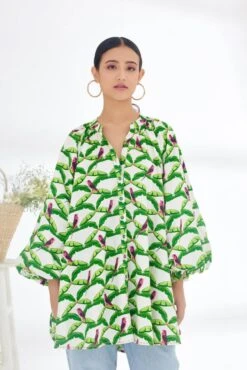 Off-White Parakeet Print Shirt Dress 13 Off-White Parakeet Print Shirt Dress -Incasee Ceantral ss23nk84b