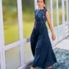 Deep Blue Jumpsuit With Embroidered Body -Incasee Ceantral svaaw22j011