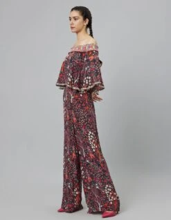 Concrete Jungle Print Off-Shoulder Jumpsuit With Attached Cape -Incasee Ceantral svass23k33d3