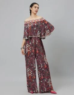 Concrete Jungle Print Off-Shoulder Jumpsuit With Attached Cape -Incasee Ceantral svass23k33d4
