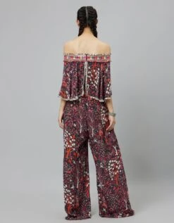 Concrete Jungle Print Off-Shoulder Jumpsuit With Attached Cape -Incasee Ceantral svass23k33db