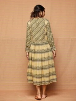 Green And Beige Etta Gathered Dress/Tunic -Incasee Ceantral svj6018b