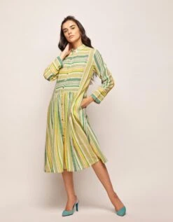 Green Dots Striped Dress