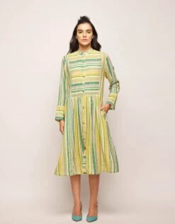 Green Dots Striped Dress -Incasee Ceantral svj60403