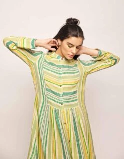 Green Dots Striped Dress -Incasee Ceantral svj60404