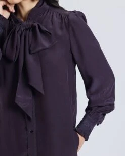 Brown Scarf Neck Silk Blouse -Incasee Ceantral ts15aw23bn4