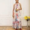 Multi Color Multicolour Amoeba Printed Maxi Dress