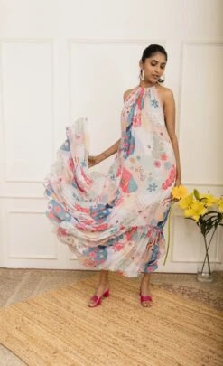 Multi Color Multicolour Amoeba Printed Maxi Dress -Incasee Ceantral vbpretss22amoebanjd13