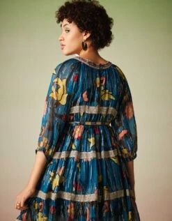 Multiprinted Lce Detailing Lurex Mini Dress -Incasee Ceantral ve aw20 09b