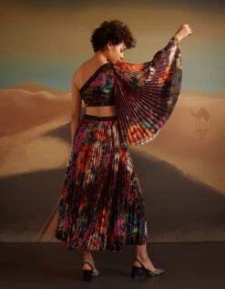 Pleated Midi Skirt With Embroidered Waistband -Incasee Ceantral veaw2335bb