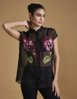 Emboridered Sheer Organza Shirt -Incasee Ceantral veaw23473