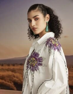 Patch Embroidered Boyfriend Shirt -Incasee Ceantral veaw23953