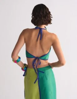 Green Colour Blocked Wrap Skirt -Incasee Ceantral wak100275