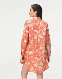 Rainforest Oversized Shirt Coral Cotton Silk Check -Incasee Ceantral ws470csc557b