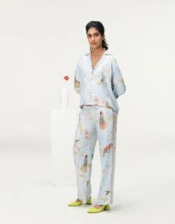 Rainforest Cuban Ribbed Shirt Ice Blue Cotton Silk Twill -Incasee Ceantral ws477ct5562