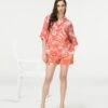 Rainforest Oversized Bush Shirt Coral Linen -Incasee Ceantral ws479li5571