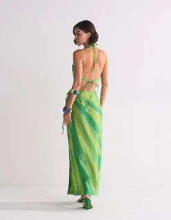 Green Diagonal Dyed Wrap Skirt -Incasee Ceantral wsk10028limegreenb