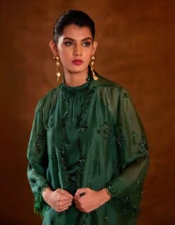 Zainab Top & Skirt In Green -Incasee Ceantral zaif23tsgb